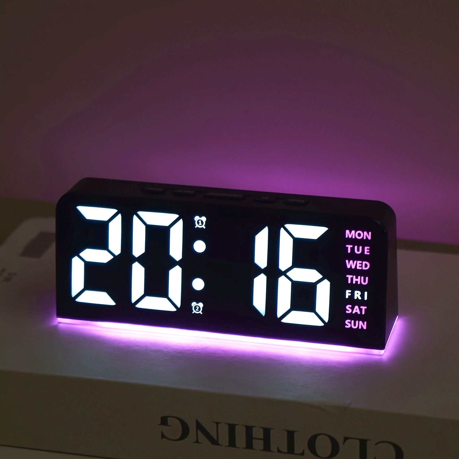 Innovative LED Digital Alarm Clock with Atmosphere Light & Date Display - USB Powered, Adjustable Brightness, Flat Crown Shape, Multi-Functional Home Decor